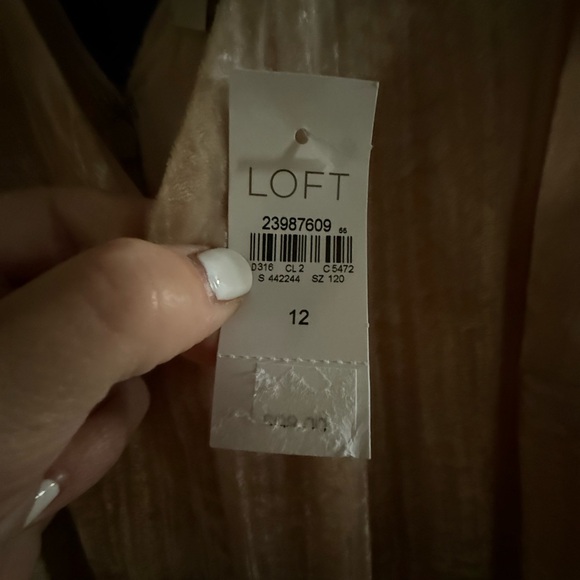 LOFT Crushed Velvet Sleeveless Shift Dress Nude Champagne Beige Sz 12 NWT Blush - Picture 8 of 9